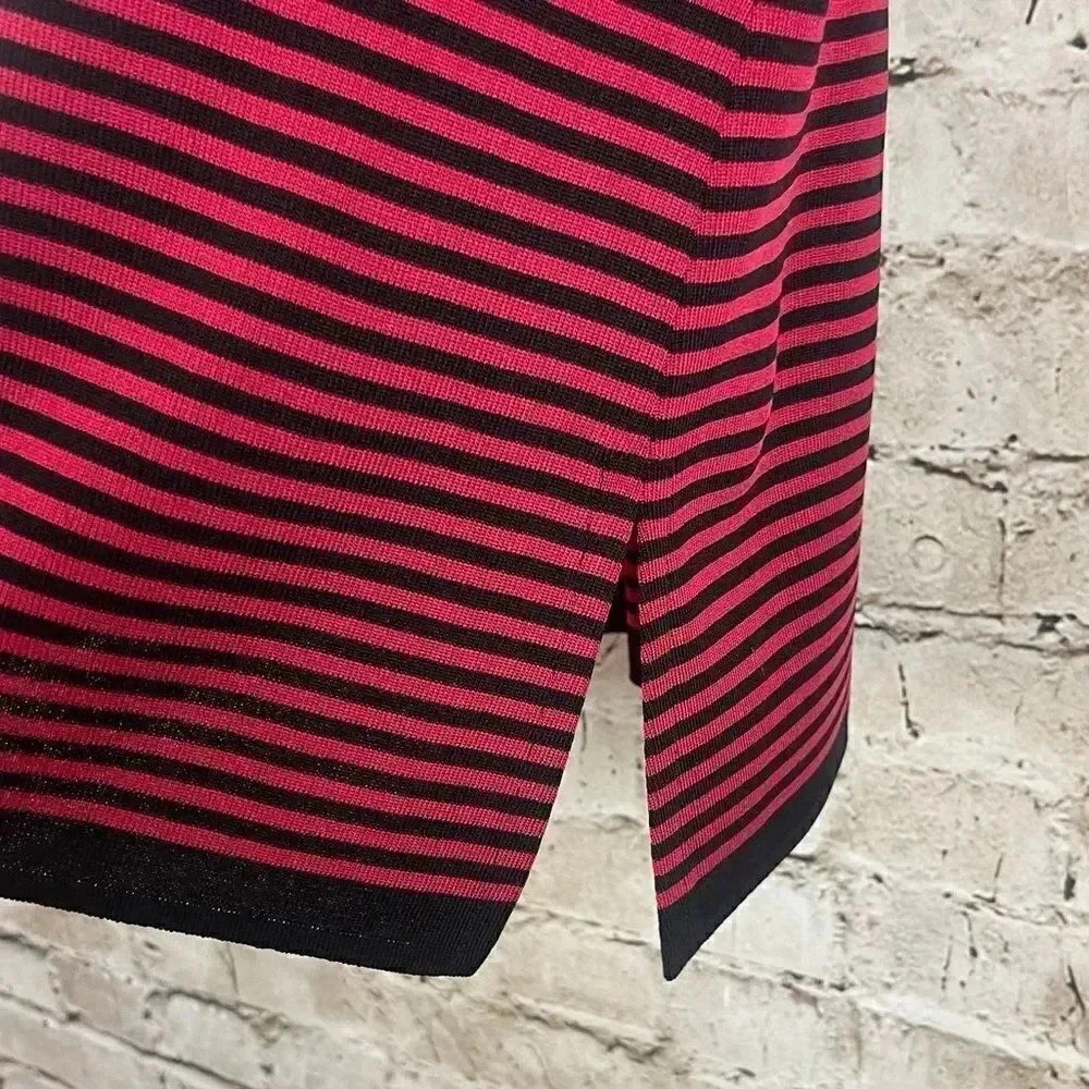 Exclusively Misook Women's Medium Black & Red Striped Knit Tank Top Acrylic M - Picture 4 of 5